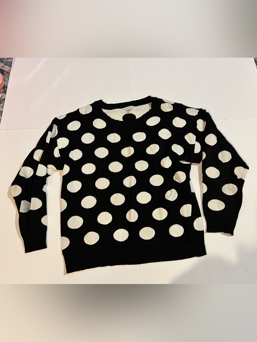 Ophelia Roe Black and White Polka Dot Crewneck Sweater